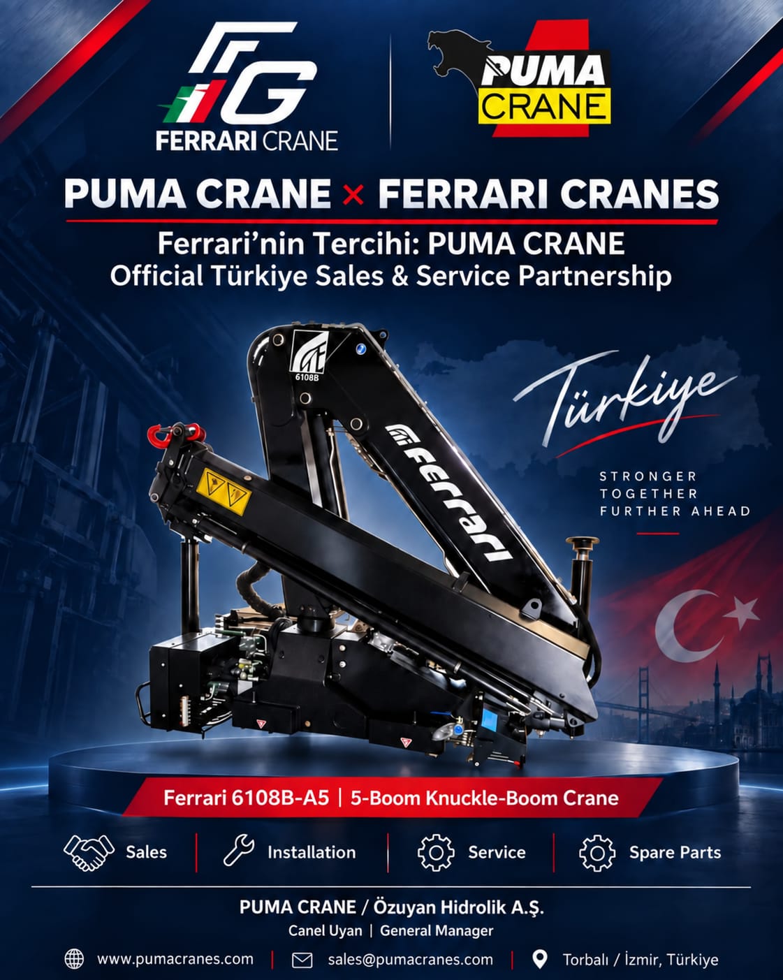 Ferrari Crane ve Puma Crane Türkiye satış ve servis iş birliği